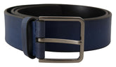 Dolce & Gabbana Blue Calf Leather Silver Metal Buckle Classic Belt -   -  Dolce & Gabbana.