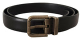 Dolce & Gabbana Black Calf Leather Brushed Brass Box Buckle Belt -   -  Dolce & Gabbana.