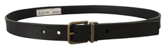 Dolce & Gabbana Black Leather Brass Metal Grain Buckle Classic Belt -   -  Dolce & Gabbana.