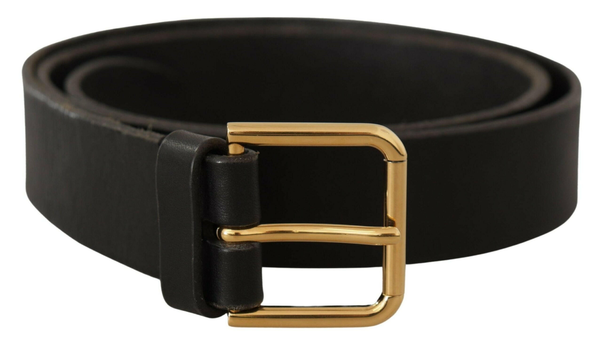 Dolce & Gabbana Brown Gold Metal Logo Buckle Calf Leather Belt -   -  Dolce & Gabbana.
