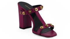 Versace Elegant Purple Calf Leather High Sandals -   -  Versace.