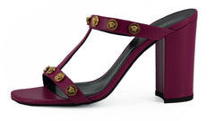 Versace Elegant Purple Calf Leather High Sandals -   -  Versace.