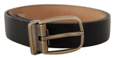 Dolce & Gabbana Black Brown Backend Leather Vintage Metal Buckle Belt -   -  Dolce & Gabbana.