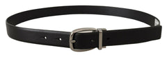Dolce & Gabbana Black Leather Silver Metal Chrome Logo Buckle  Belt -   -  Dolce & Gabbana.
