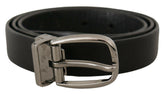 Dolce & Gabbana Black Leather Chrome Logo Metal Buckle Belt -   -  Dolce & Gabbana.