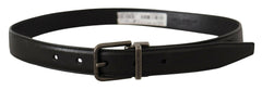 Dolce & Gabbana Black Calf Leather Logo Metal Buckle Belt - - Dolce & Gabbana.