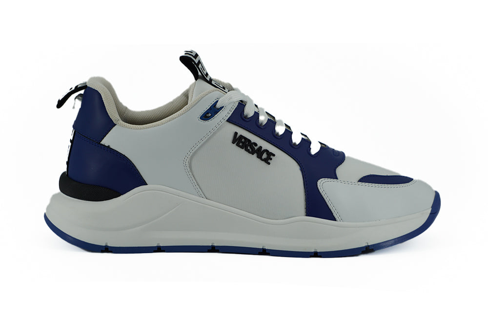 Versace Elegant Blue and White Leather Sneakers -   -  Versace.