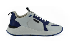 Versace Elegant Blue and White Leather Sneakers -   -  Versace.