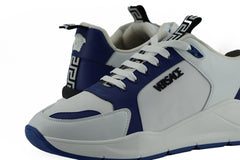 Versace Elegant Blue and White Leather Sneakers -   -  Versace.