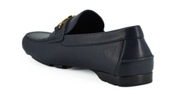 Versace Elegant Navy Blue Calf Leather Loafers -   -  Versace.