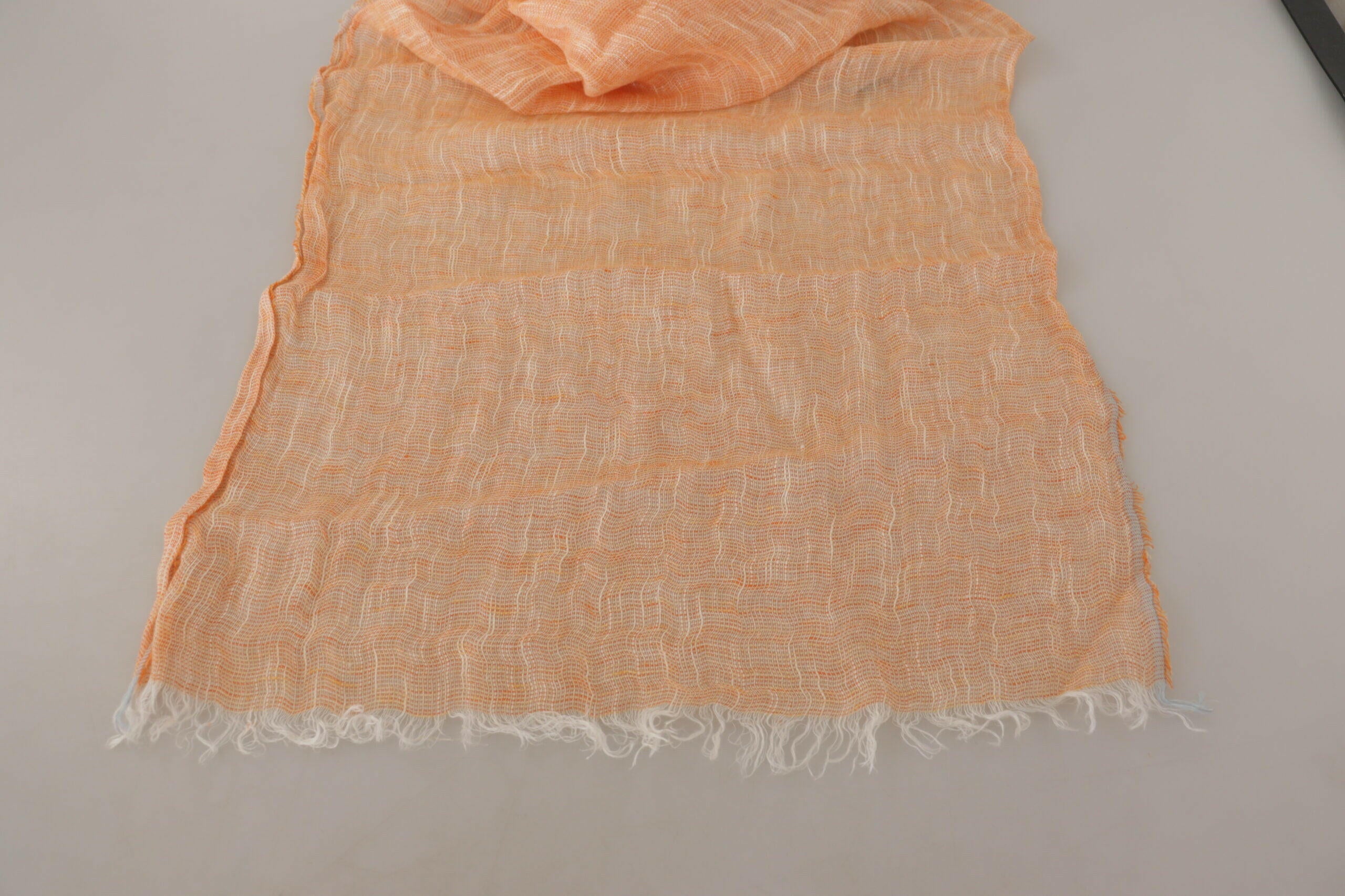 Malo Peach Linen Knitted Shawl Wrap Fringes Scarf -   -  Malo. Malo Peach Linen Knitted Shawl Wrap Fringes Scarf -   -  Malo.