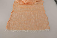 Malo Peach Linen Knitted Shawl Wrap Fringes Scarf -   -  Malo.