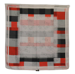 Costume National Gray Red Silk Shawl Foulard Wrap Scarf - - Costume National.