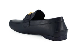 Versace Elegant Navy Blue Calf Leather Loafers -   -  Versace.