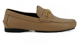 Versace Exquisite Medusa Gold-Tone Leather Loafers -   -  Versace.