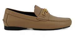 Versace Exquisite Medusa Gold-Tone Leather Loafers -   -  Versace.