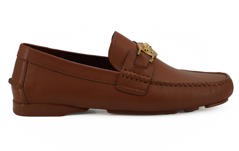 Versace Elegant Medusa-Embossed Leather Loafers -   -  Versace.
