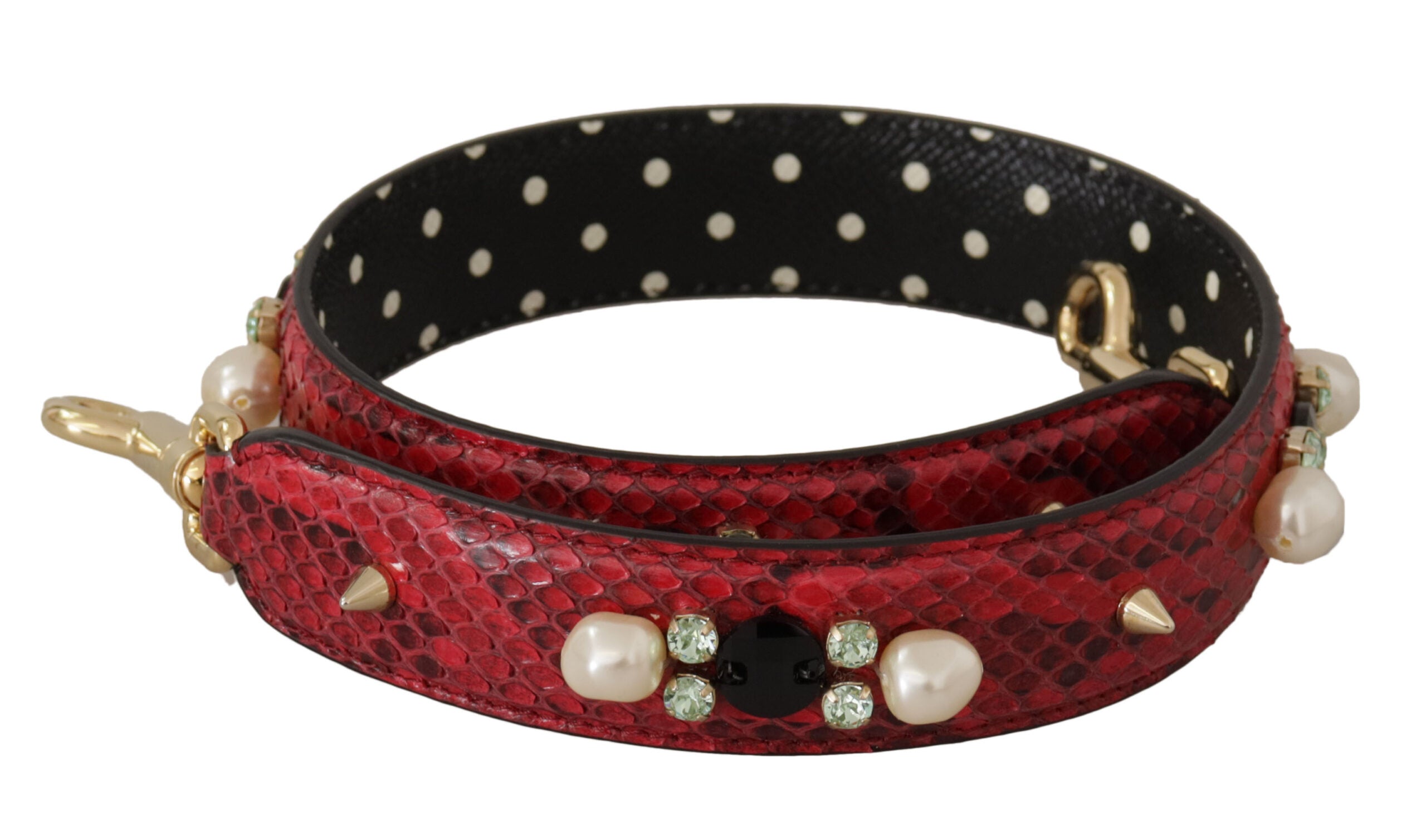 Dolce & Gabbana Red Exotic Leather Crystals Bag Shoulder Strap - - Dolce & Gabbana.