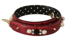 Dolce & Gabbana Red Exotic Leather Crystals Bag Shoulder Strap - - Dolce & Gabbana.