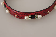 Dolce & Gabbana Red Exotic Leather Crystals Bag Shoulder Strap - - Dolce & Gabbana.