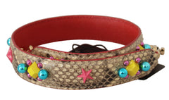 Dolce & Gabbana Beige Python Leather Crystals Shoulder Strap - - Dolce & Gabbana.