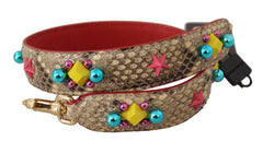 Dolce & Gabbana Beige Python Leather Crystals Shoulder Strap - - Dolce & Gabbana.