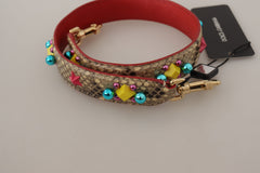 Dolce & Gabbana Beige Python Leather Crystals Shoulder Strap - - Dolce & Gabbana.