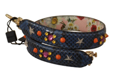Dolce & Gabbana Blue Exotic Leather Crystals Reversible Shoulder Strap - - Dolce & Gabbana.
