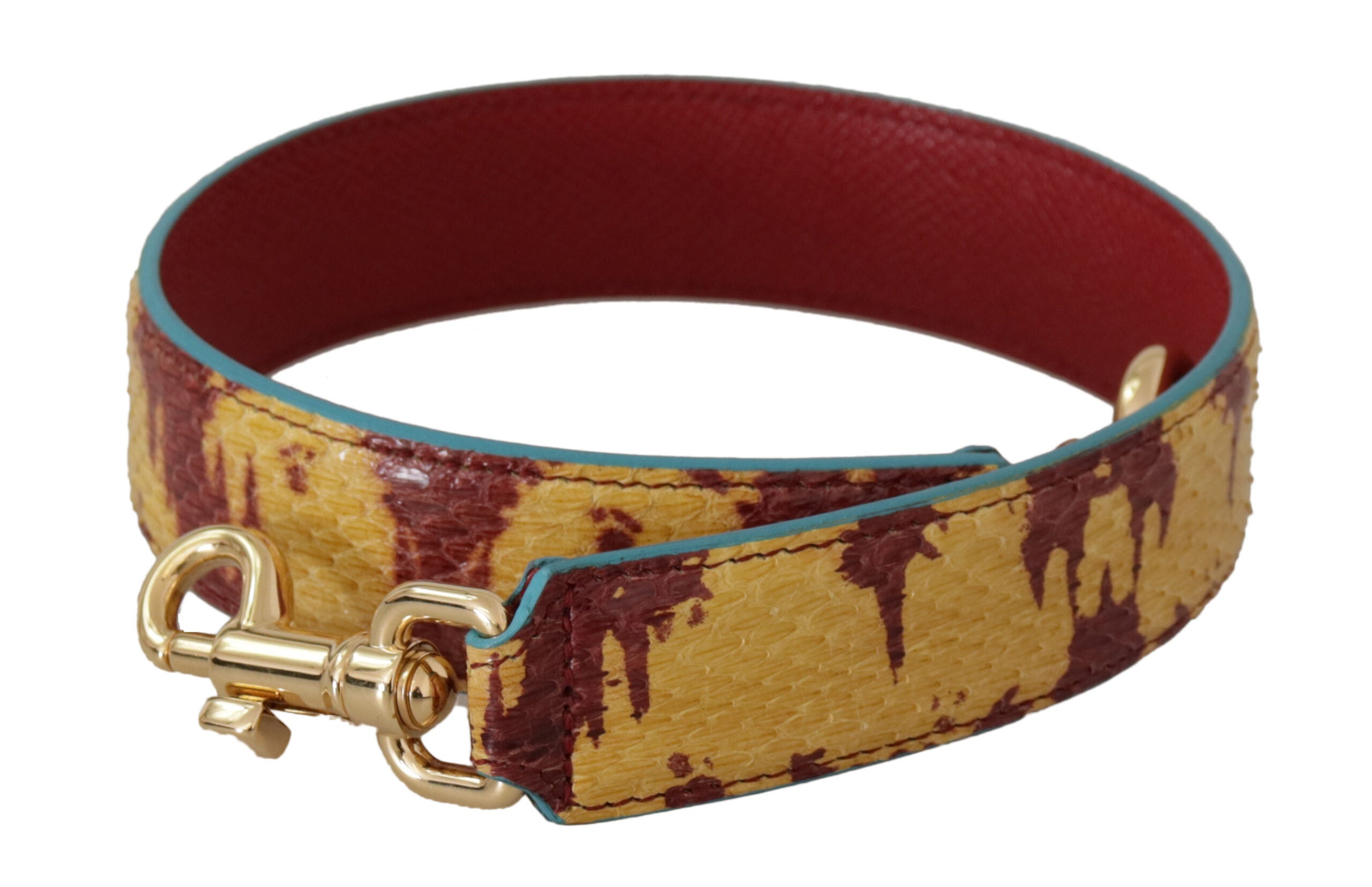 Dolce & Gabbana Yellow Red Leather Gold Tone Shoulder Strap - - Dolce & Gabbana.