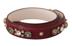 Dolce & Gabbana Bordeaux Leather Crystals Bag Shoulder Strap - - Dolce & Gabbana.