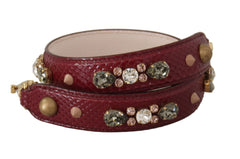 Dolce & Gabbana Bordeaux Leather Crystals Bag Shoulder Strap - - Dolce & Gabbana.