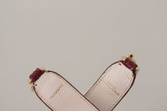 Dolce & Gabbana Bordeaux Leather Crystals Bag Shoulder Strap - - Dolce & Gabbana.
