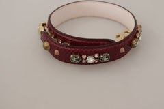 Dolce & Gabbana Bordeaux Leather Crystals Bag Shoulder Strap - - Dolce & Gabbana.