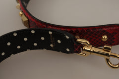 Dolce & Gabbana Red Python Leather Crystals Reversible Shoulder Strap - - Dolce & Gabbana.