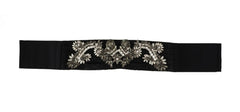 Dolce & Gabbana Black Silk Brass Crystal Embellished Waist Belt -   -  Dolce & Gabbana.