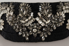 Dolce & Gabbana Black Silk Brass Crystal Embellished Waist Belt -   -  Dolce & Gabbana.