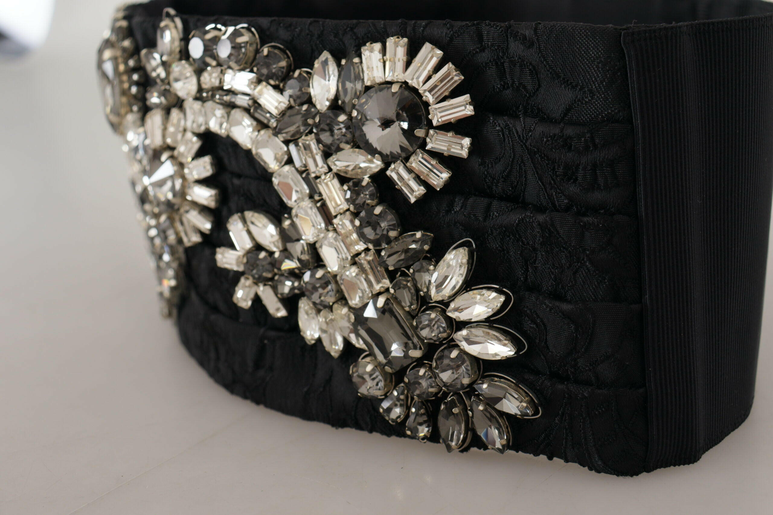 Dolce & Gabbana Black Silk Brass Crystal Embellished Waist Belt -   -  Dolce & Gabbana. Dolce & Gabbana Black Silk Brass Crystal Embellished Waist Belt -   -  Dolce & Gabbana.