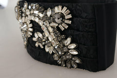 Dolce & Gabbana Black Silk Brass Crystal Embellished Waist Belt -   -  Dolce & Gabbana.
