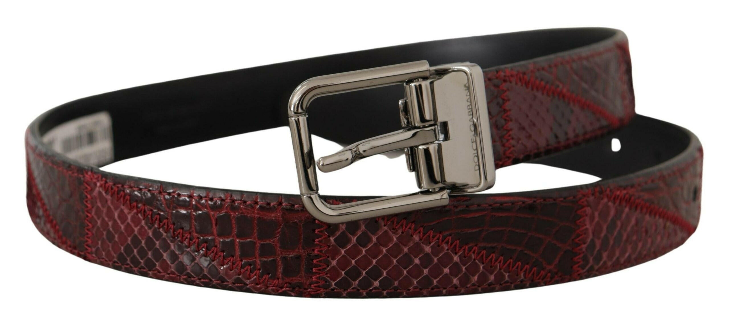 Dolce & Gabbana Red Exotic Leather Metal Logo Buckle Belt -   -  Dolce & Gabbana.