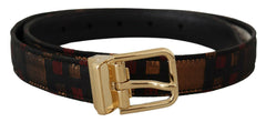 Dolce & Gabbana Multicolor Leather Jacquard Gold Metal Buckle Belt -   -  Dolce & Gabbana.