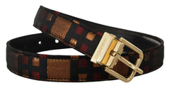 Dolce & Gabbana Multicolor Leather Jacquard Gold Metal Buckle Belt -   -  Dolce & Gabbana.