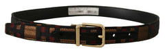 Dolce & Gabbana Multicolor Leather Jacquard Gold Metal Buckle Belt -   -  Dolce & Gabbana.