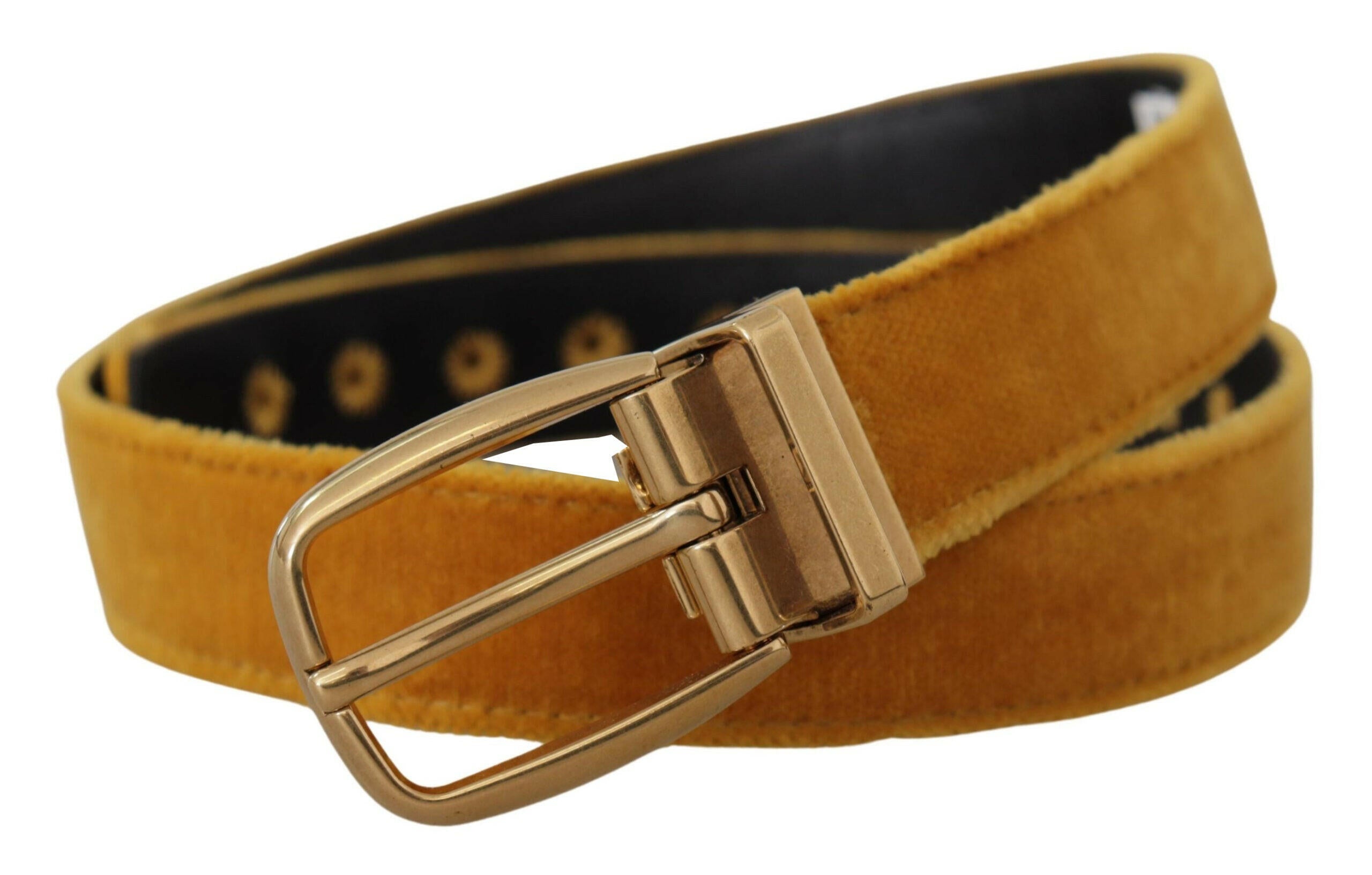 Dolce & Gabbana Mustard Velvet Gold Logo Engraved Metal Buckle Belt -   -  Dolce & Gabbana. Dolce & Gabbana Mustard Velvet Gold Logo Engraved Metal Buckle Belt -   -  Dolce & Gabbana.