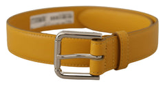 Dolce & Gabbana Yellow Leather Silver Tone Logo Metal Buckle Belt -   -  Dolce & Gabbana.