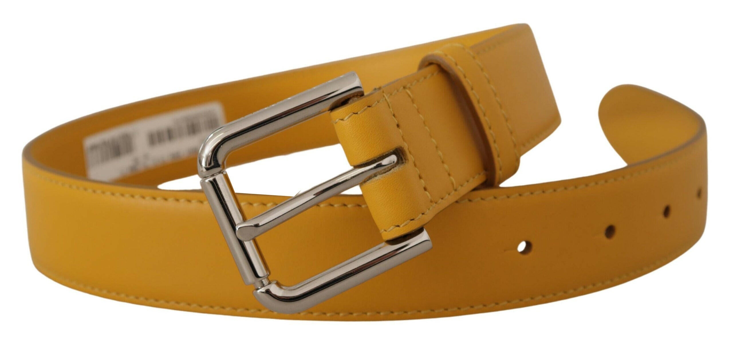 Dolce & Gabbana Yellow Leather Silver Tone Logo Metal Buckle Belt -   -  Dolce & Gabbana. Dolce & Gabbana Yellow Leather Silver Tone Logo Metal Buckle Belt -   -  Dolce & Gabbana.