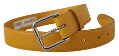 Dolce & Gabbana Yellow Leather Silver Tone Logo Metal Buckle Belt -   -  Dolce & Gabbana.