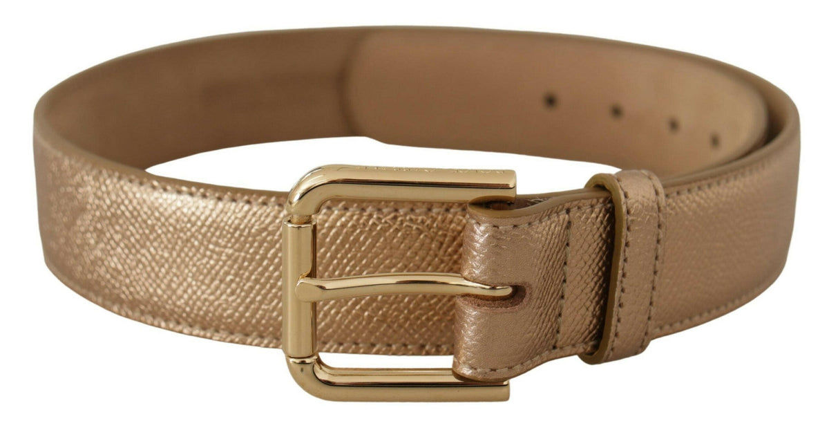 Dolce & Gabbana Rose Gold Leather Metallic Tone Metal Buckle Belt -   -  Dolce & Gabbana.