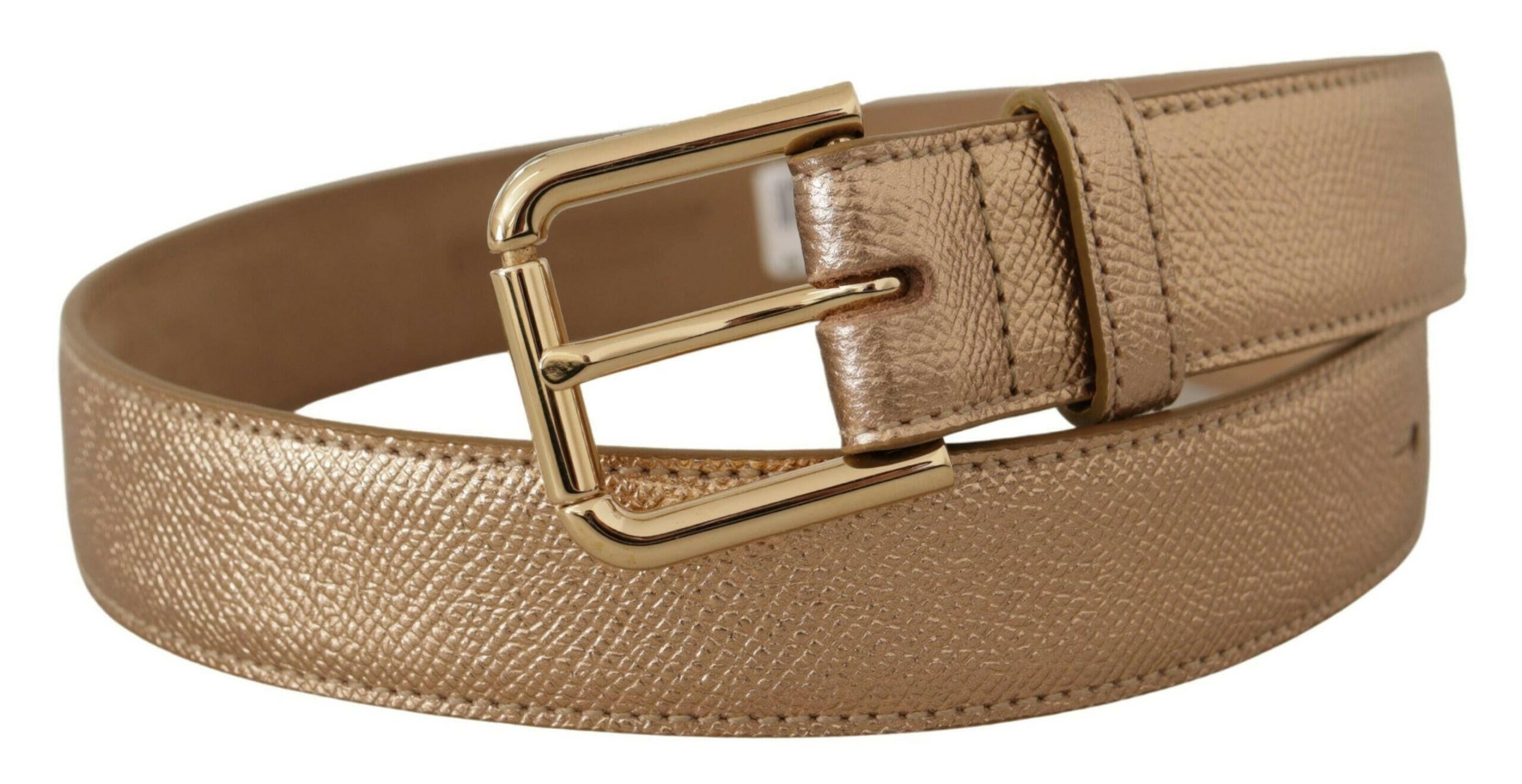 Dolce & Gabbana Rose Gold Leather Metallic Tone Metal Buckle Belt -   -  Dolce & Gabbana. Dolce & Gabbana Rose Gold Leather Metallic Tone Metal Buckle Belt -   -  Dolce & Gabbana.