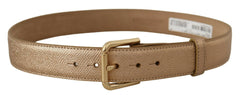 Dolce & Gabbana Rose Gold Leather Metallic Tone Metal Buckle Belt -   -  Dolce & Gabbana.