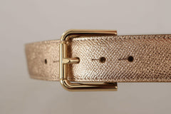 Dolce & Gabbana Rose Gold Leather Metallic Tone Metal Buckle Belt -   -  Dolce & Gabbana.